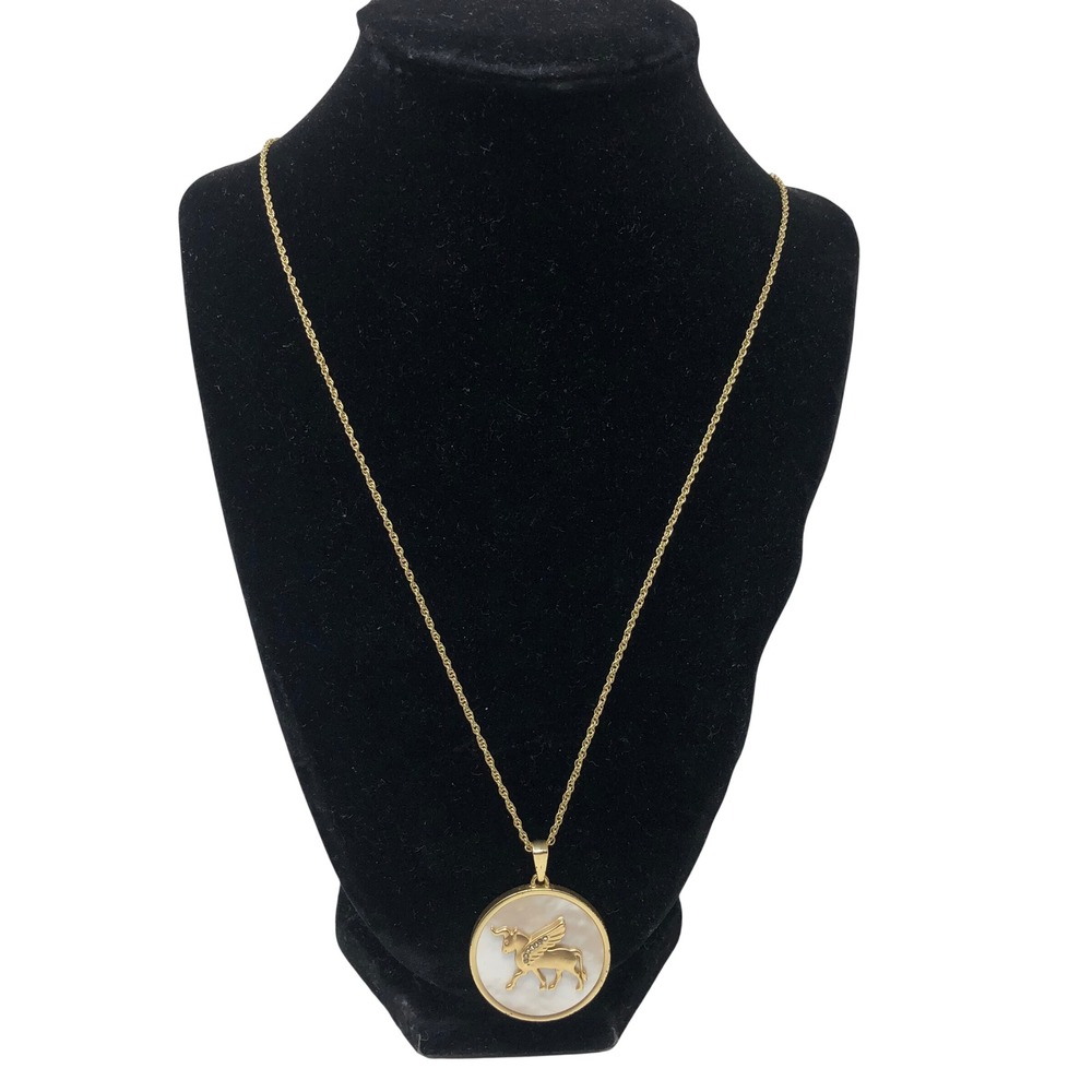 Spartina 449 Taurus Pendant Winged Bull Necklace‎ Gold Tone Chunky